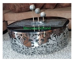 Black glass Center table with cutwork